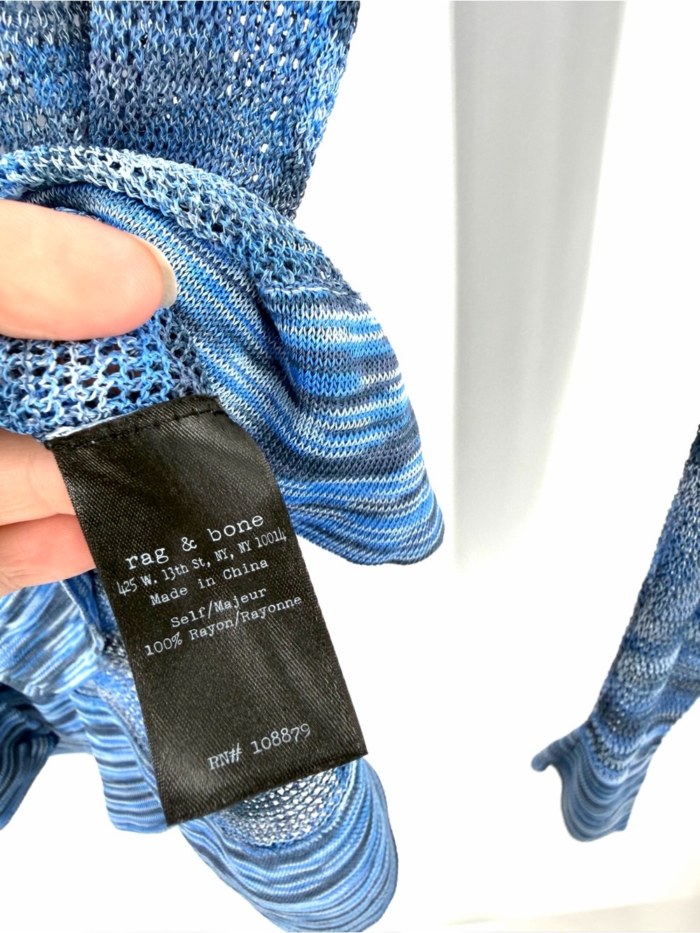 Rag & Bone Blue Y2K Mesh Pullover Crewneck Long Sleeve - Picture 6 of 6